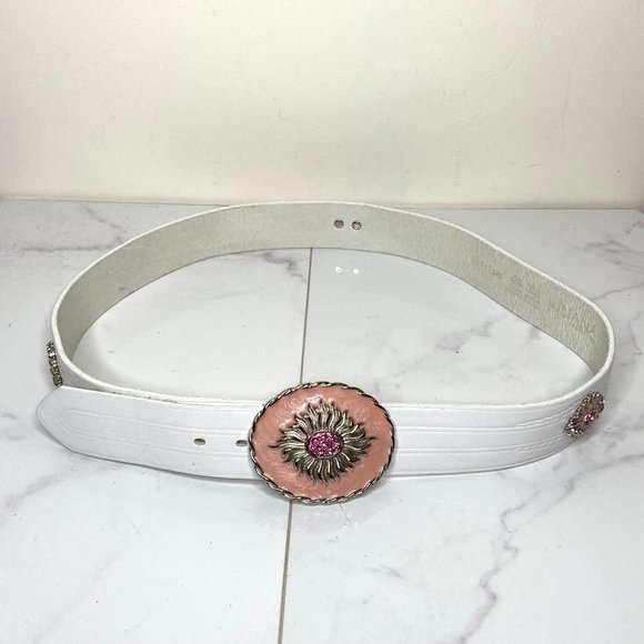 2000s JULIANA COLLEZIONE White Pink Enamel Crystal Leather  display picture 3